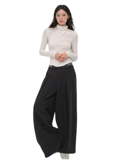 Lyocell Bow High-Neck T-Shirt
