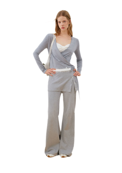 Silk Wool Wrap Knit Top