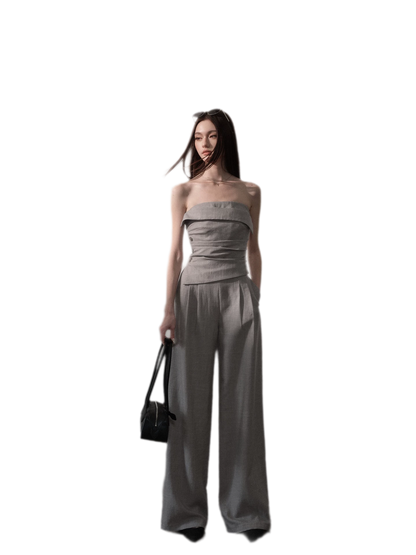 Lined Three-Button Bandeau Jumpsuit