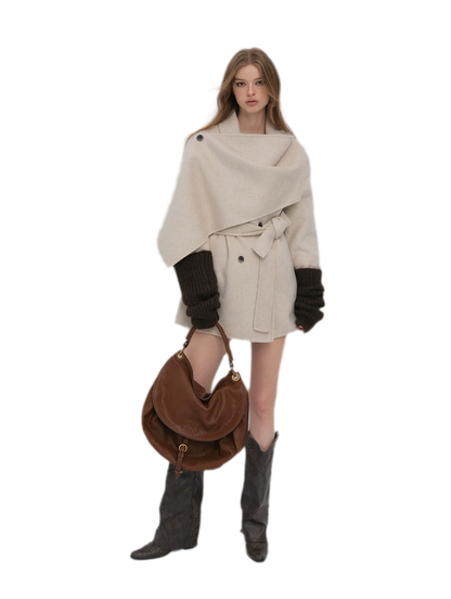 Double-Faced Wool Cape Coat