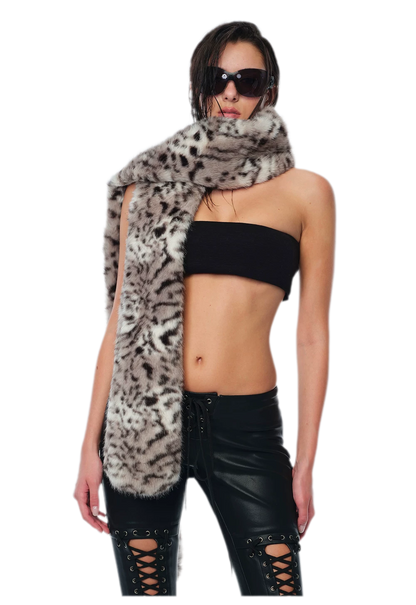 Bufanda de piel sintética con estampado de leopardo