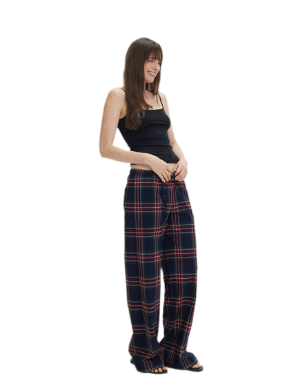 Vintage Plaid Low-Rise Bottoms