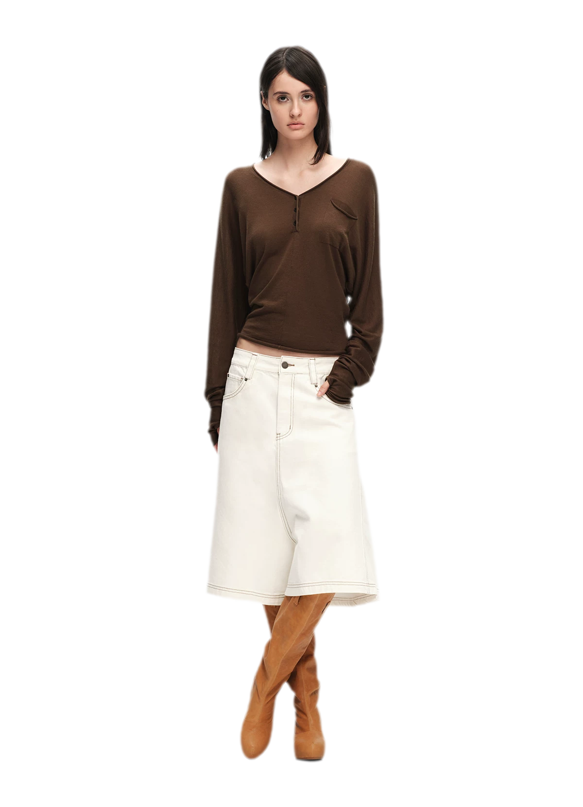 Lyocell Wool V-Neck Top