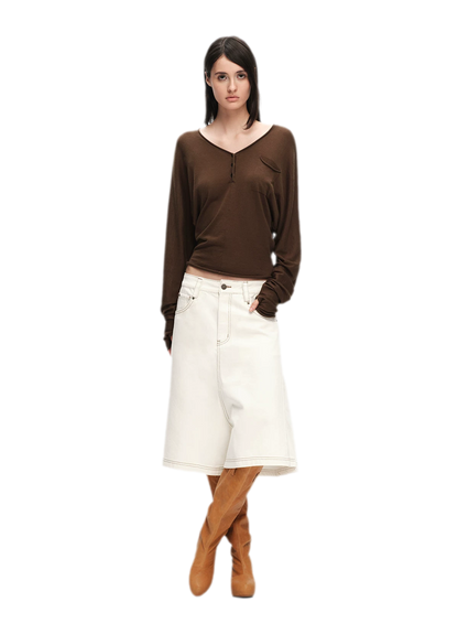 Lyocell Wool V-Neck Top