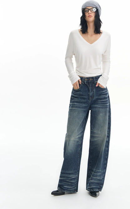 Vintage Wash Wide-Leg Jeans