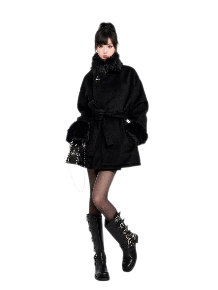 Faux Fur Short Wrap Coat