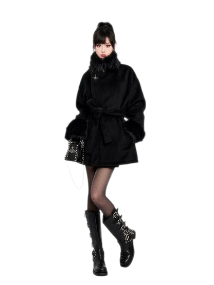 Faux Fur Short Wrap Coat