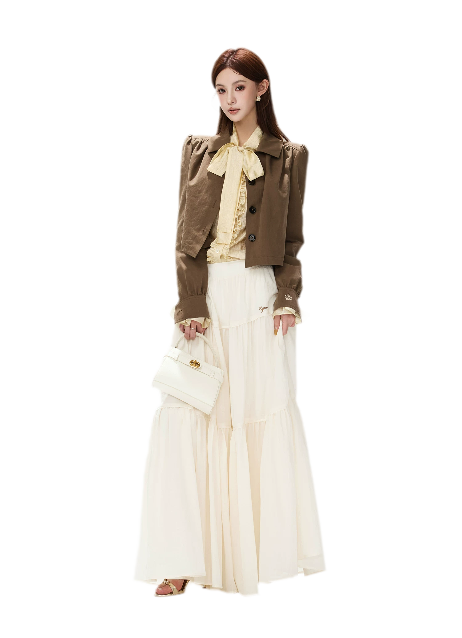 Vintage Puff Sleeve Cropped Jacket