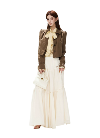 Vintage Puff Sleeve Cropped Jacket