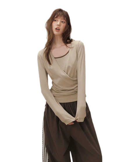 Cross Hooded Long Sleeve Top