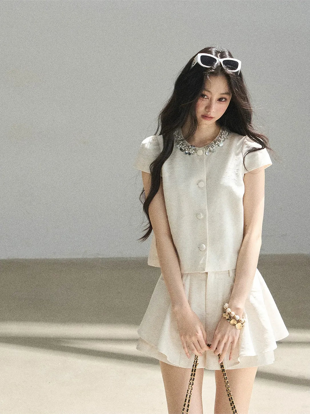 Beaded Collar Short Set