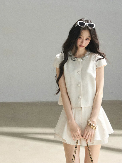 Beaded Collar Short Set