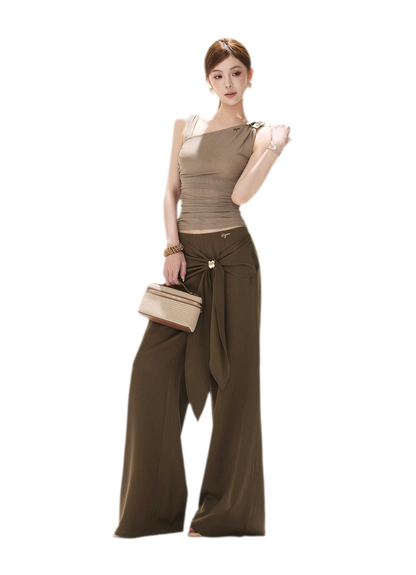 Asymmetric Ruched Mesh Top