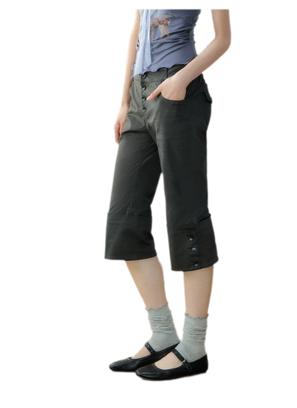 Vintage Turn-Up Cropped Pants