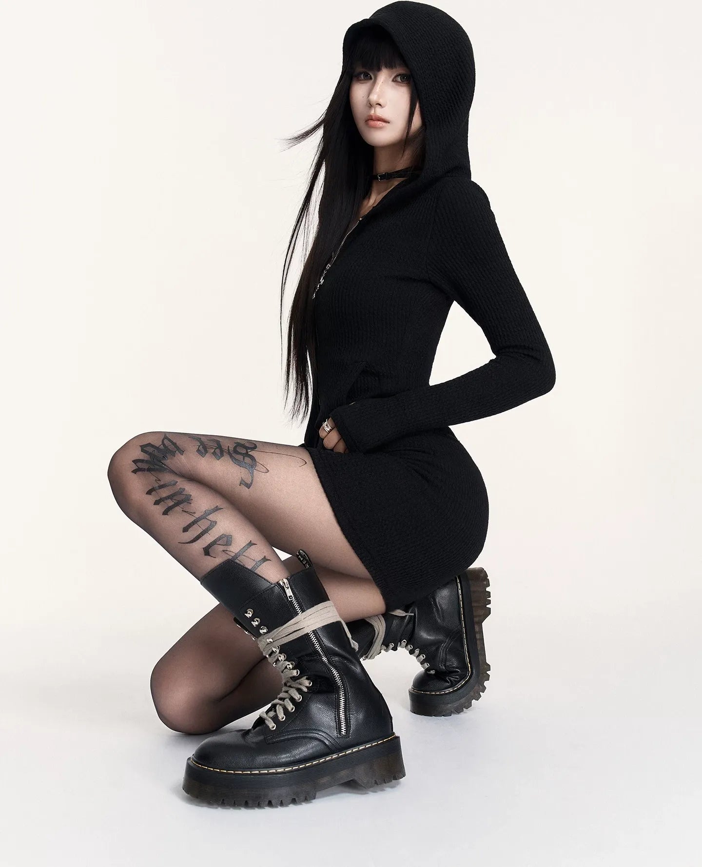 Gothic Letter Black Tights