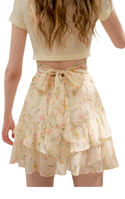Romantic Chiffon Floral Short Skirt