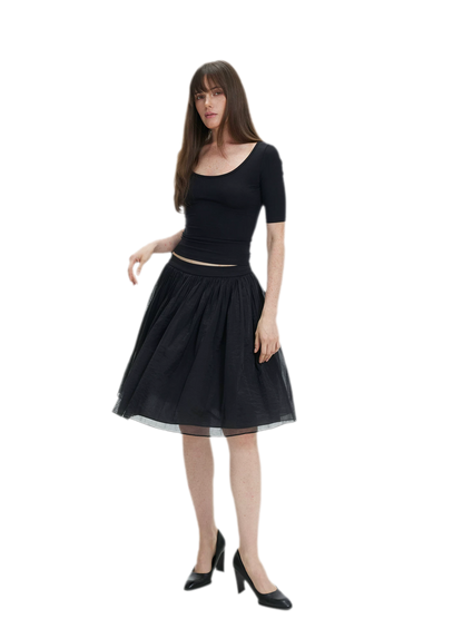 Pleated Chiffon Midi Skirt