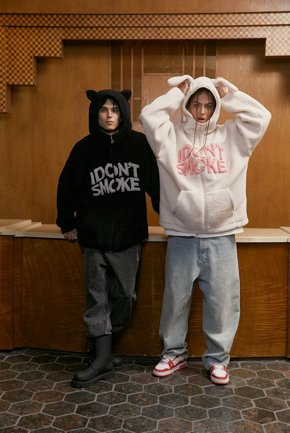 Plush Hooded Animal-Ear Jacket