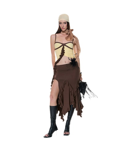 Ruched Ruffle Skirt Set