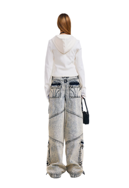 Retro Workwear Wide-Leg Pants
