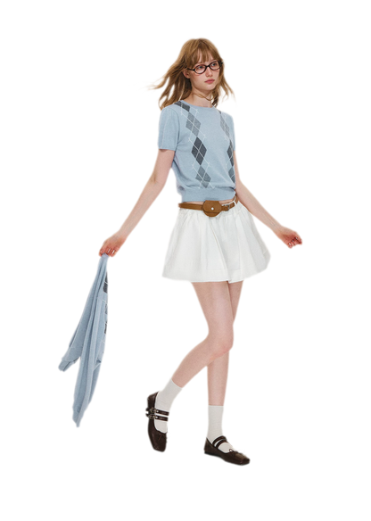 Wool Argyle Knit Set