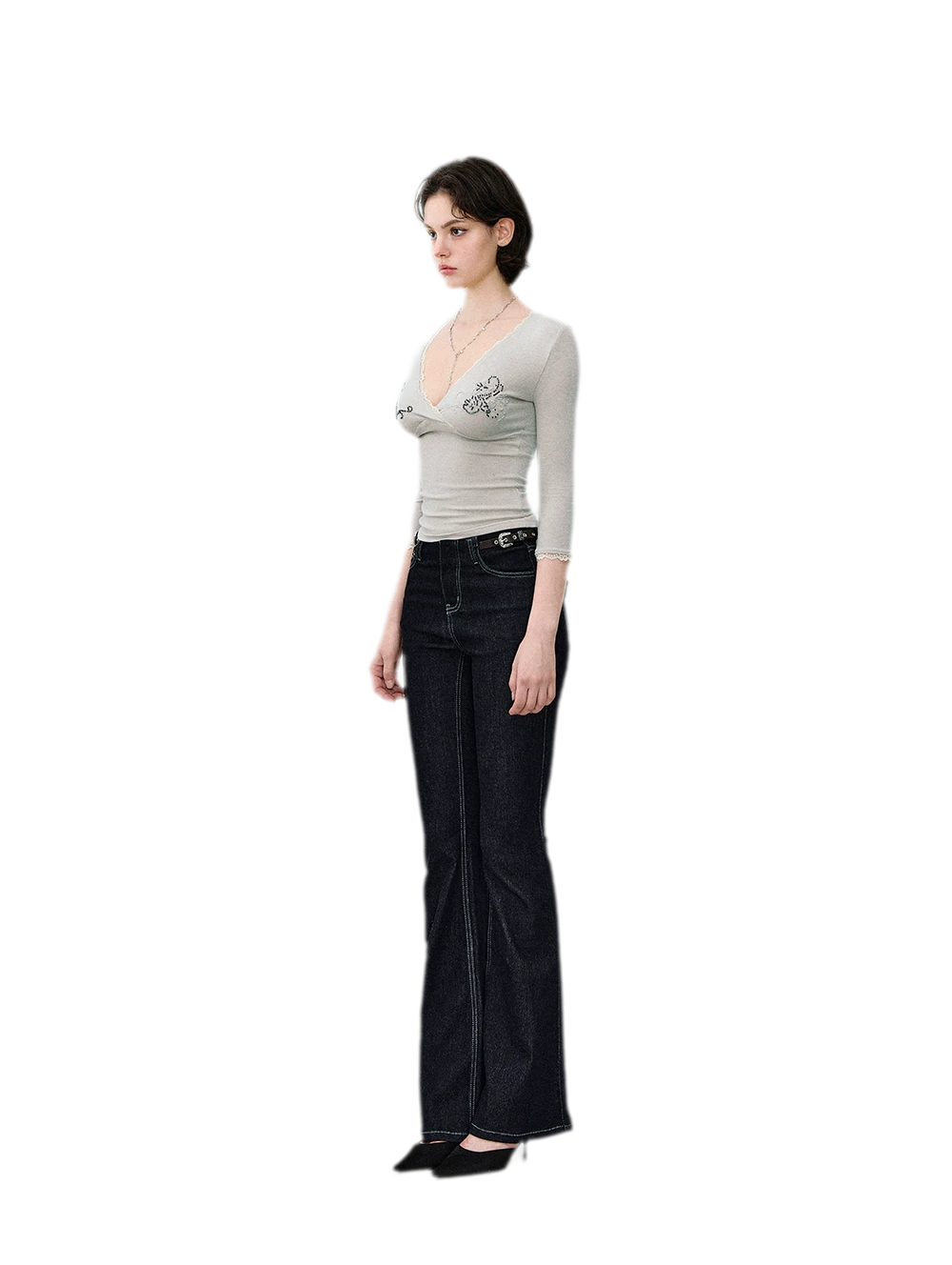 Embellished Lace Knit Top