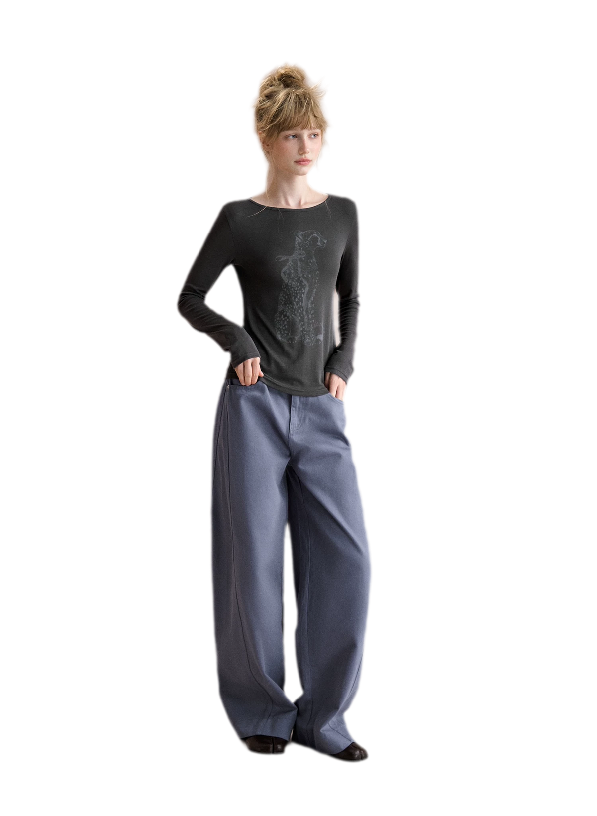 Vintage-Hose mit geschwungenem weitem Bein