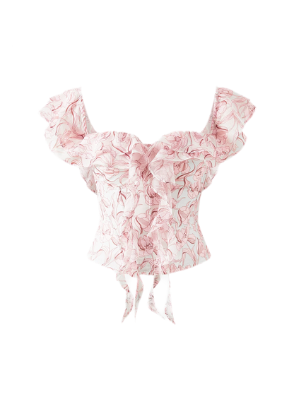 Ruffled Boned Bustier Top