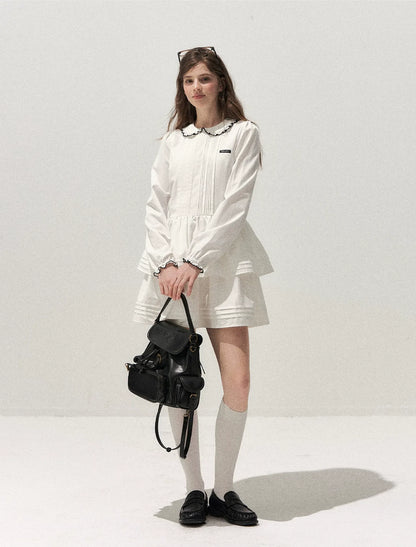 Pleated Peter Pan Collar Dress