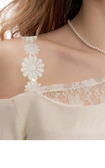 Lace Asymmetric Knit Top