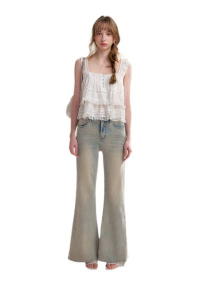 Five-Petal Sequin Flare Jeans