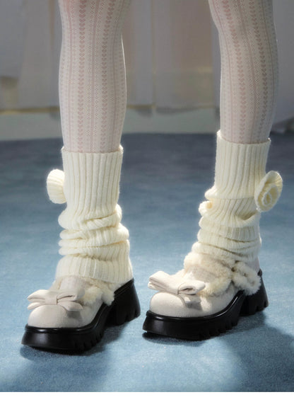 Plush Bow Platform Mary Janes