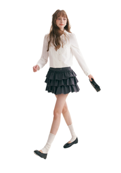 Layered Ruffle A-Line Skirt