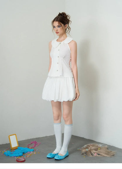 Doll Collar Diagonal Blouse