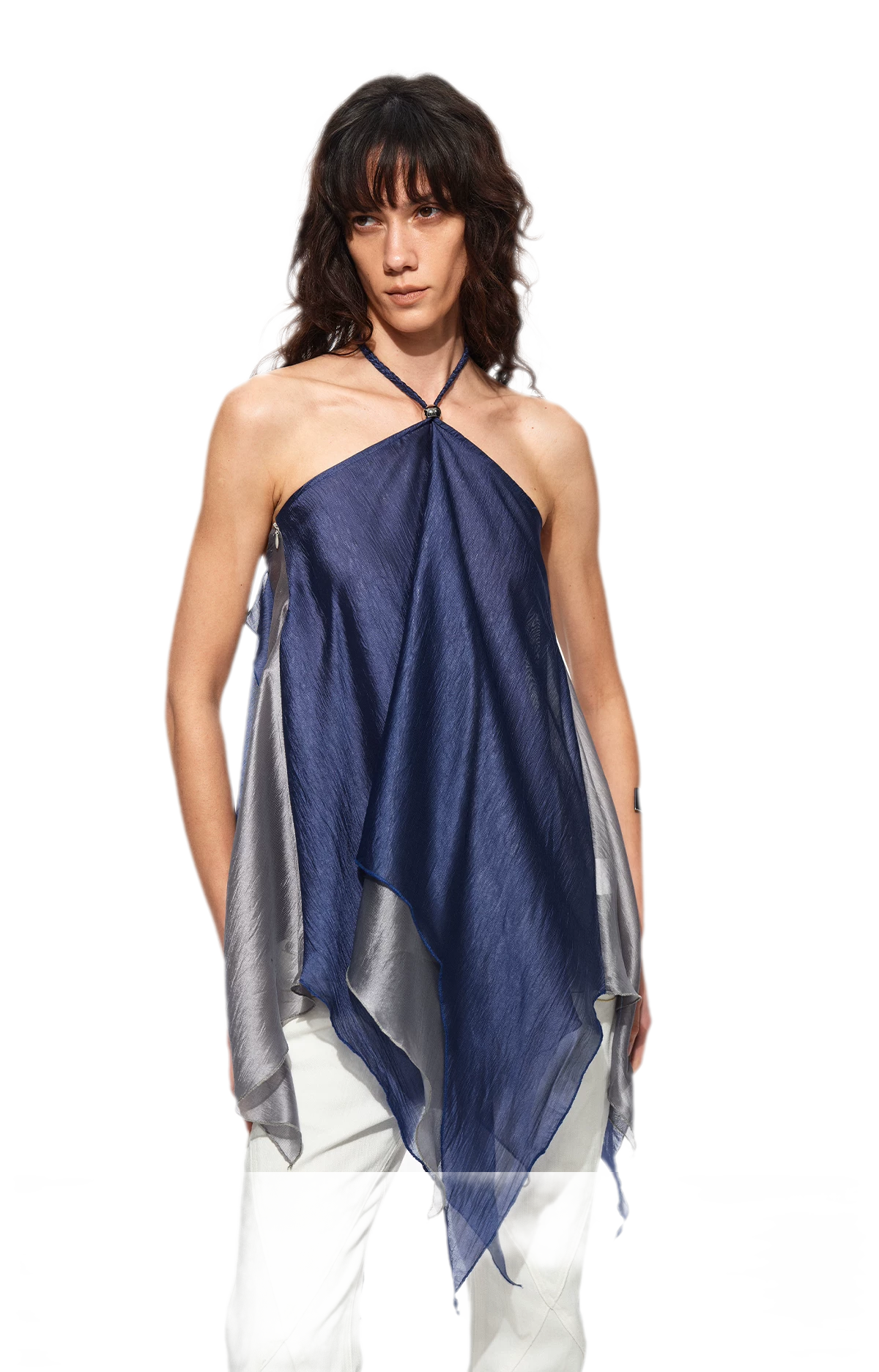 Handwoven Contrast Hem Bandeau Top