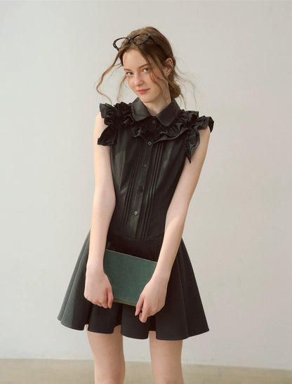 Pintuck Ruffle Dress