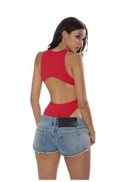 Washed Denim Cutout Shorts