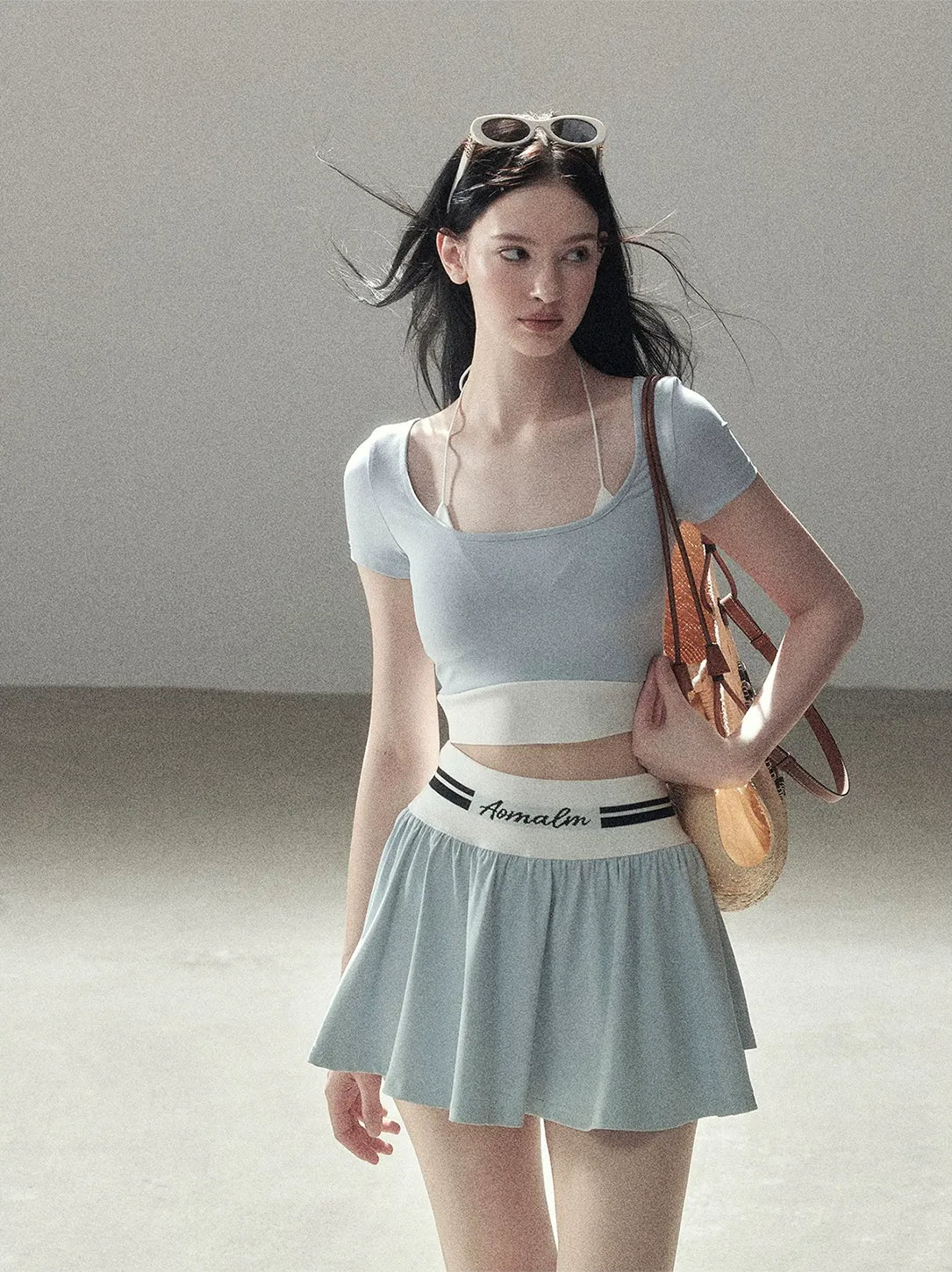 Contrast Layered Tennis Skort Set