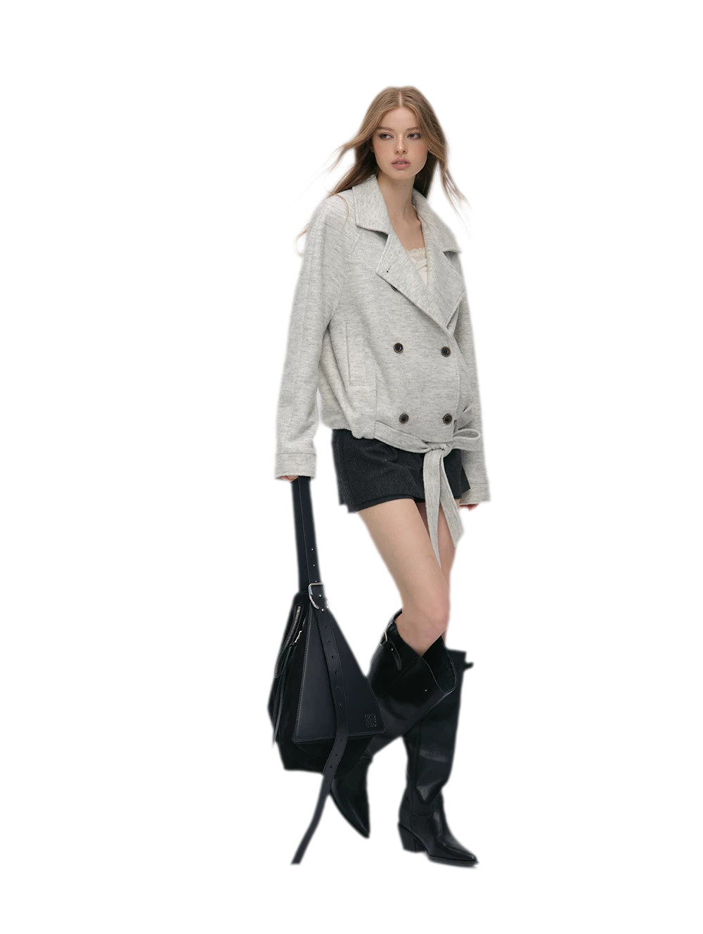 Brushed Wool Blend Short Coat