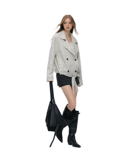 Brushed Wool Blend Short Coat