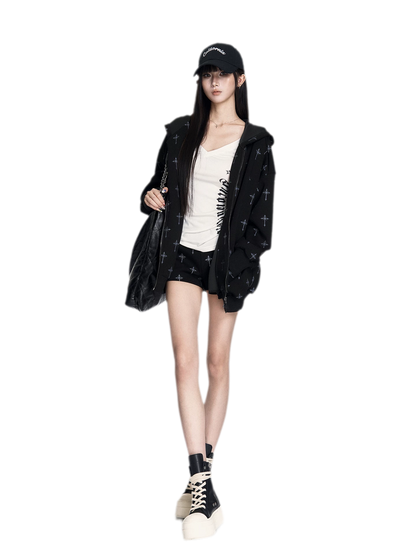 Printed Hooded Trackwear Set