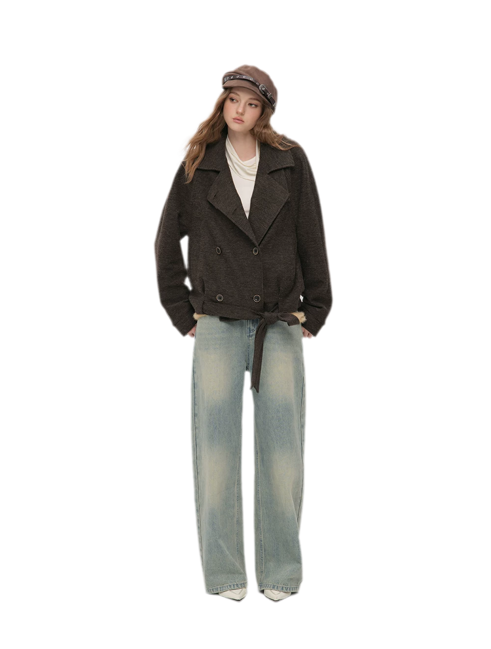 Embossed Buckle Newsboy Beret