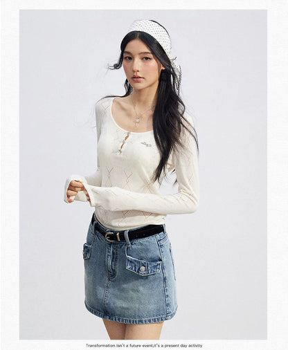 Ice Silk Hollow Knit Top