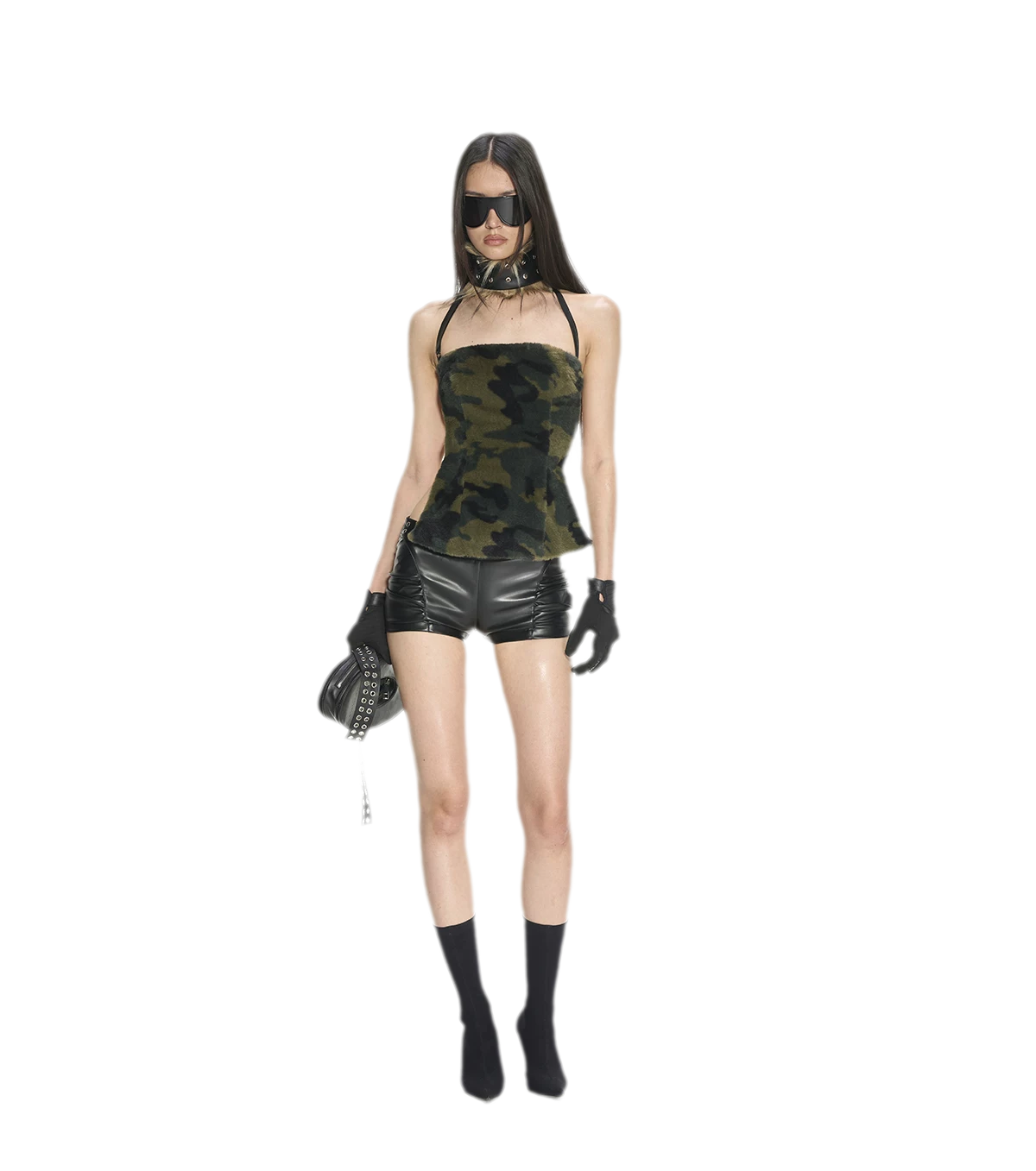 Camouflage Faux Fur Top
