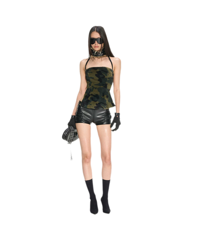 Camouflage Faux Fur Top