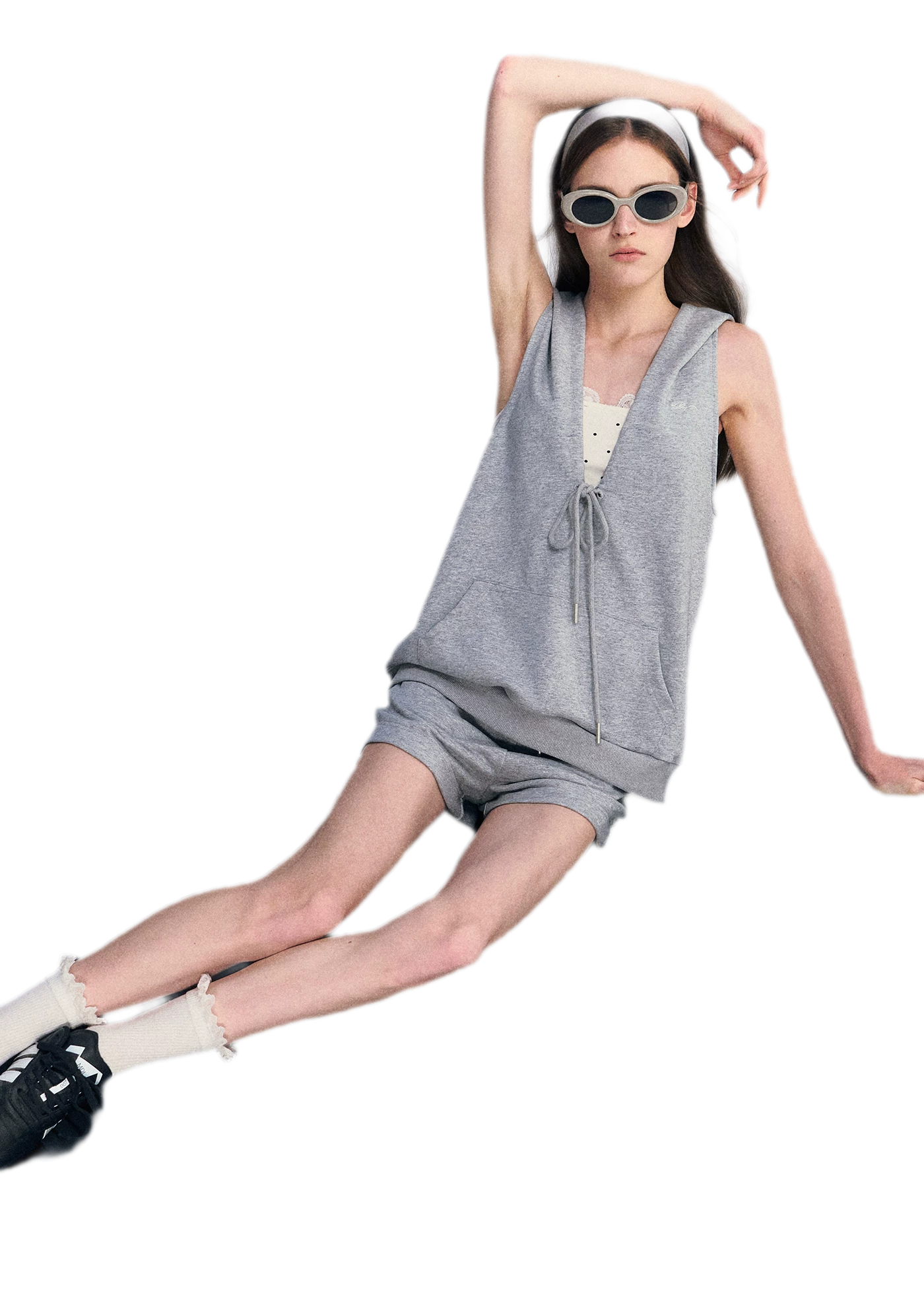 U-Neck Hoodie Vest Set