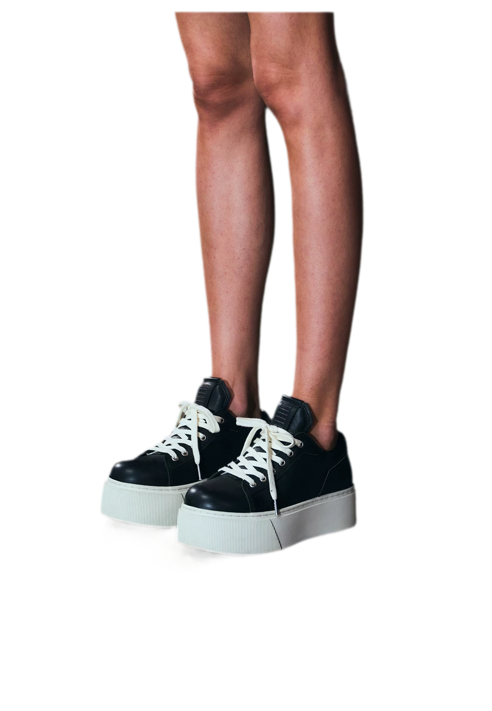 Sculptural Leather Thick-Soled Sneakers