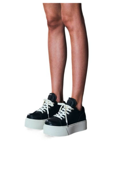 Sculptural Leather Thick-Soled Sneakers