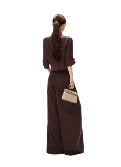 Textured Wide-Leg Linen Trousers