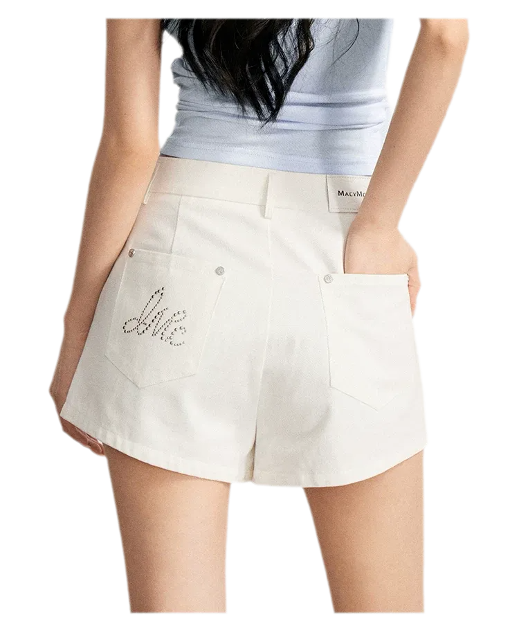 Rhinestone Cotton Summer Shorts